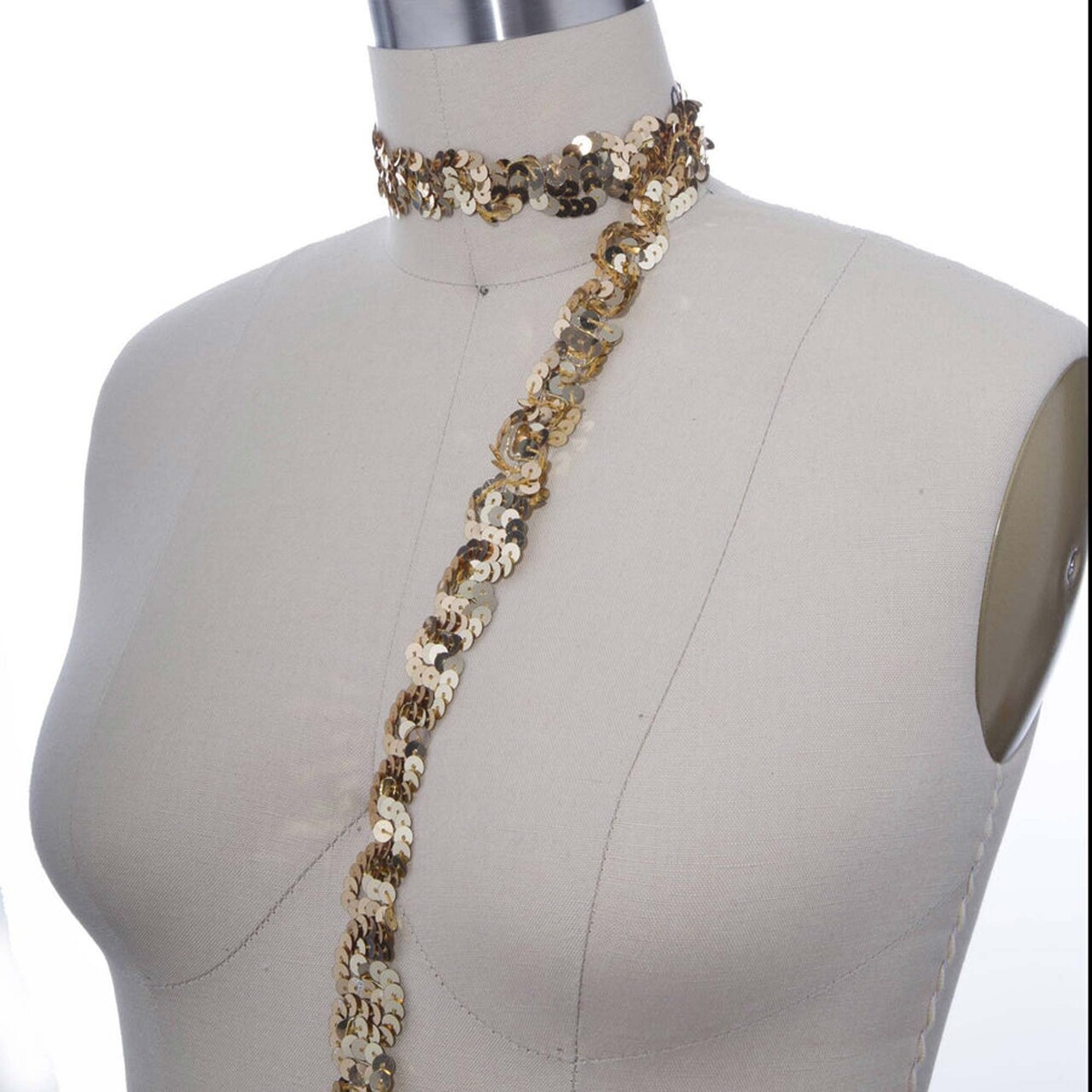 1 Yard Gold Wavy Non-Stretch Sequin Trim Scrolled Wave Ribbon for Costumes & Accessories